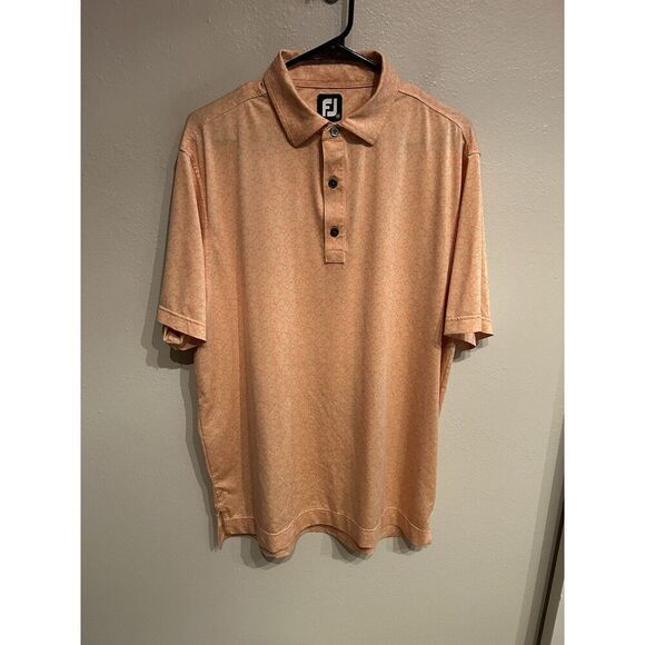Footjoy Mens Medium Orange Floral Flowers Golf Polo Shirt - Picture 1 of 8